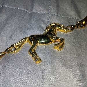 Vintage Anne Klein Running Horses Chain Link Belt 39"